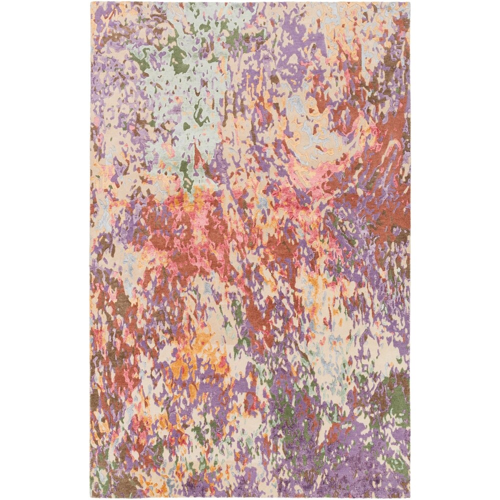 Hand-Knotted Helston Abstract Viscose Area Rug - 9' x 13'