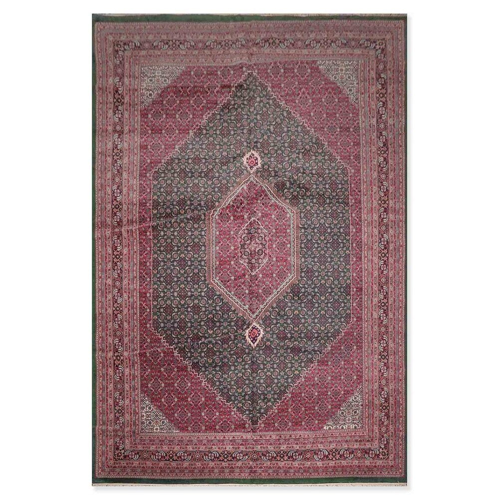 Hand Knotted Herati Fish Mahi Palace Size Wool Oriental Area Rug (12'x18'3") - 10'3" x 13'11"