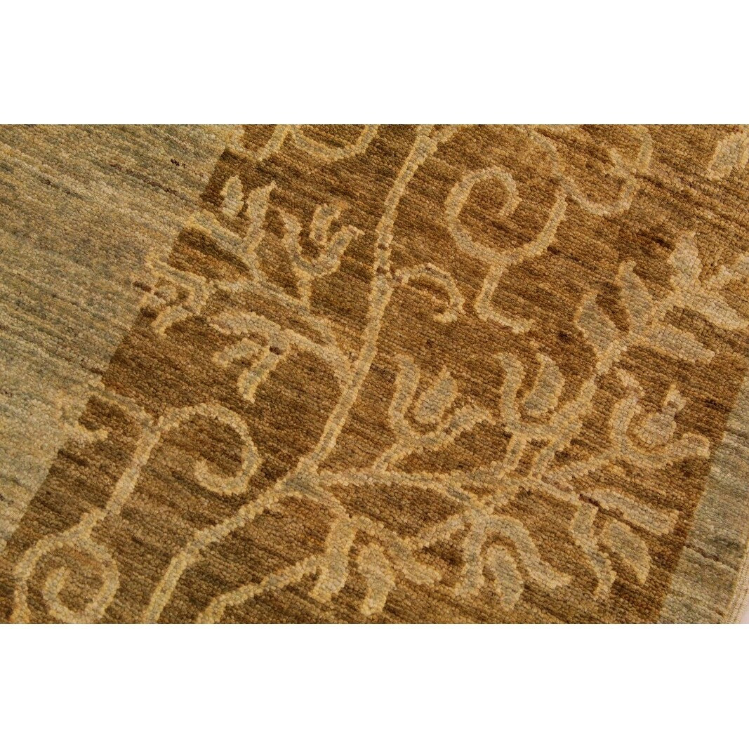 Boho Chic Hand-Knotted Lt. Green/Brown Wool Rug (8'11 x 11'10) - 9' x 12'