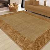 Boho Chic Hand-Knotted Lt. Green/Brown Wool Rug (8'11 x 11'10) - 9' x 12'