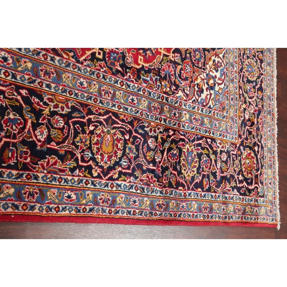 Hand Knotted Kashan Traditional Oriental Medallion Persian Area Rug - 11'4" X 8'8"