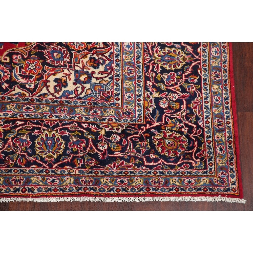 Hand Knotted Kashan Traditional Oriental Medallion Persian Area Rug - 11'4" X 8'8"