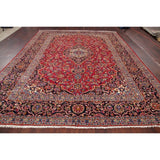 Hand Knotted Kashan Traditional Oriental Medallion Persian Area Rug - 11'4" X 8'8"