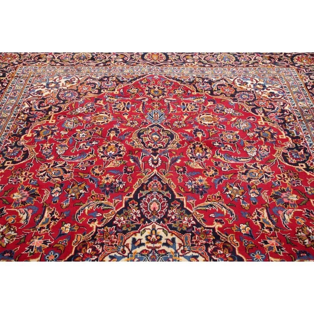 Hand Knotted Kashan Traditional Oriental Medallion Persian Area Rug - 11'4" X 8'8"
