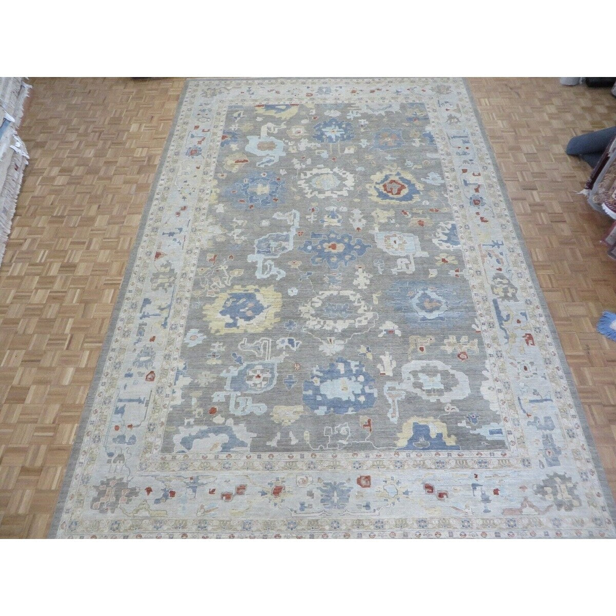 Hand Knotted Light Brown Peshawar with Wool Oriental Rug (11'11" x 17'10") - 11'11" x 17'10"