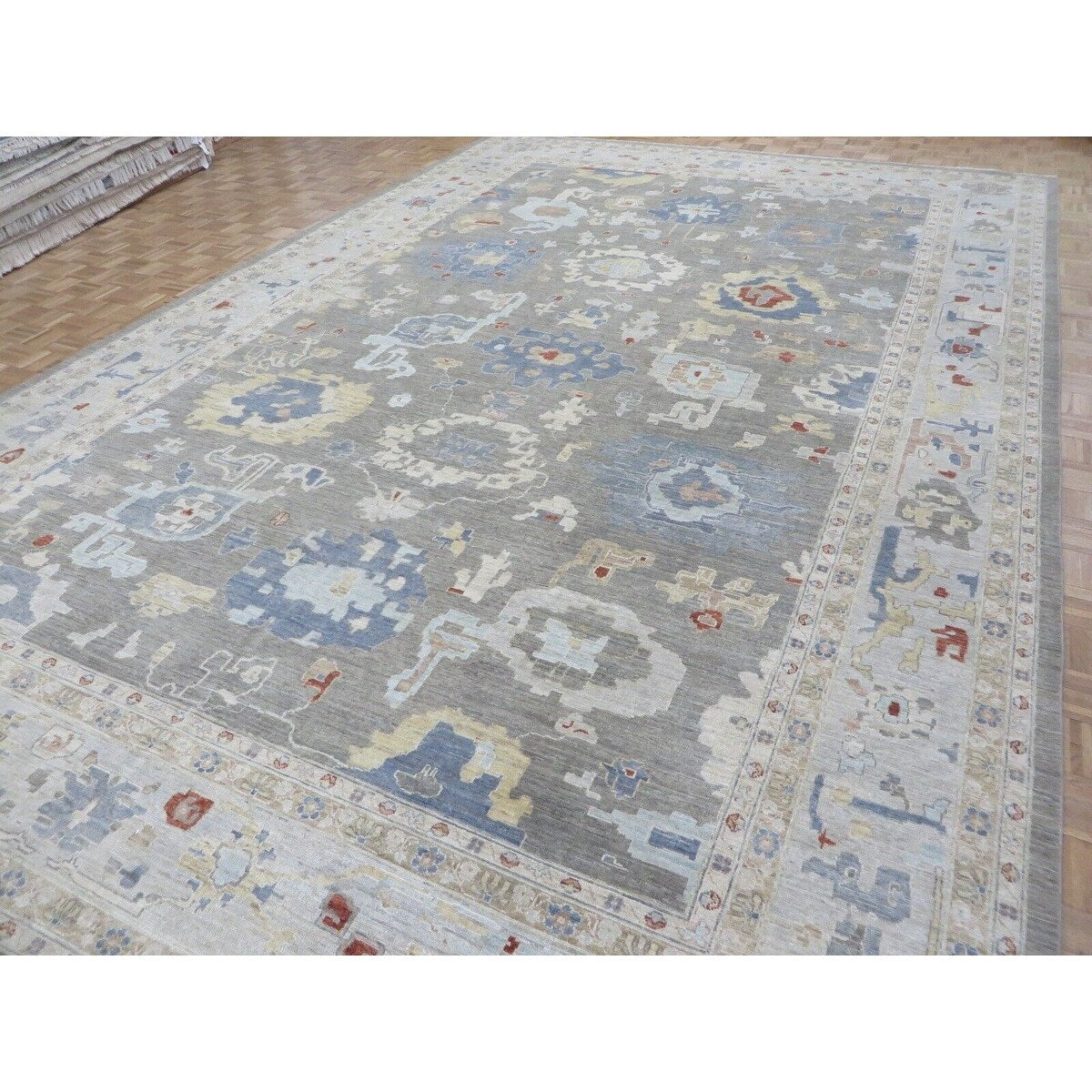 Hand Knotted Light Brown Peshawar with Wool Oriental Rug (11'11" x 17'10") - 11'11" x 17'10"