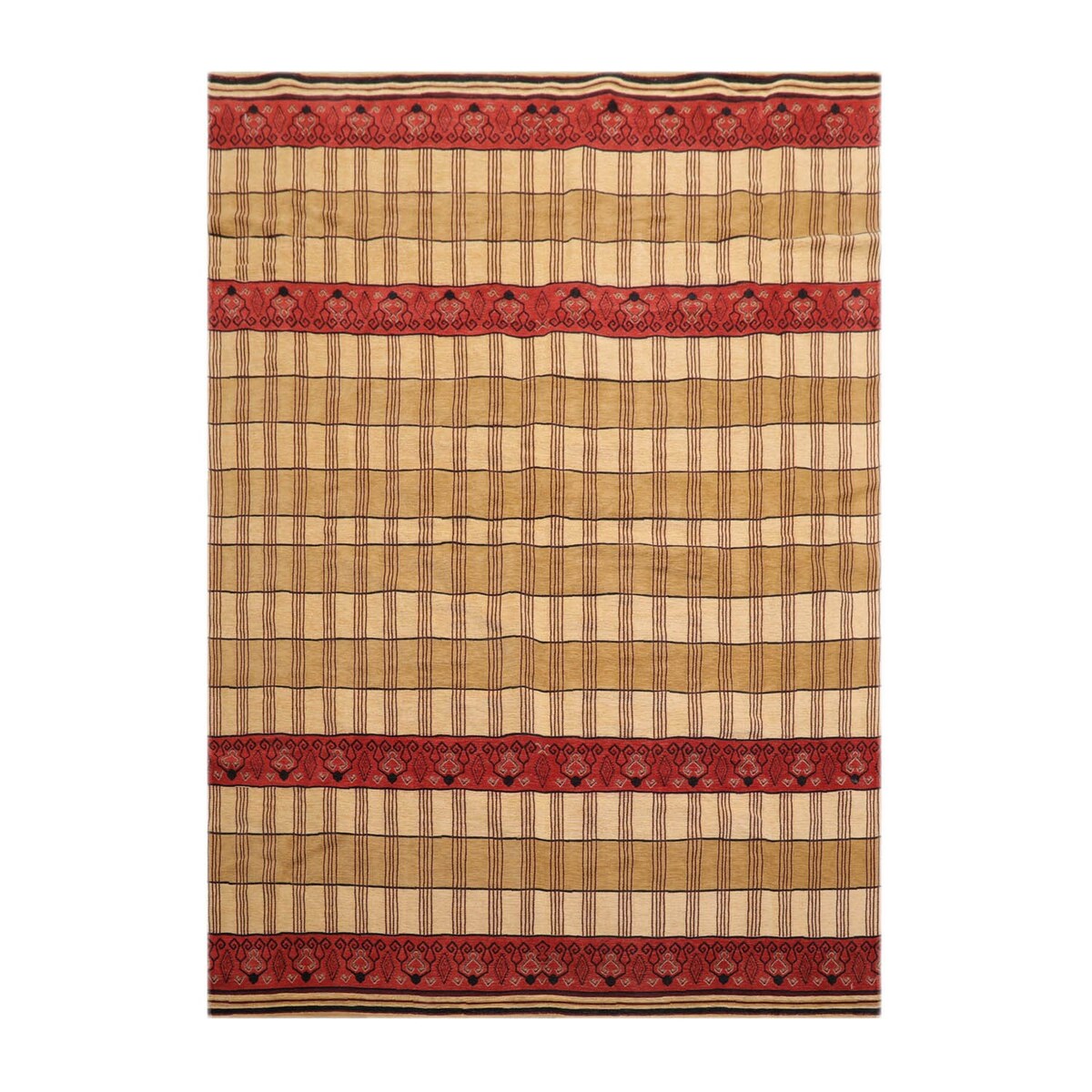 Hand Knotted Light Gold Flatweave Kilim Wool Traditional Area Rug - 5' 7'' x 7' 10''