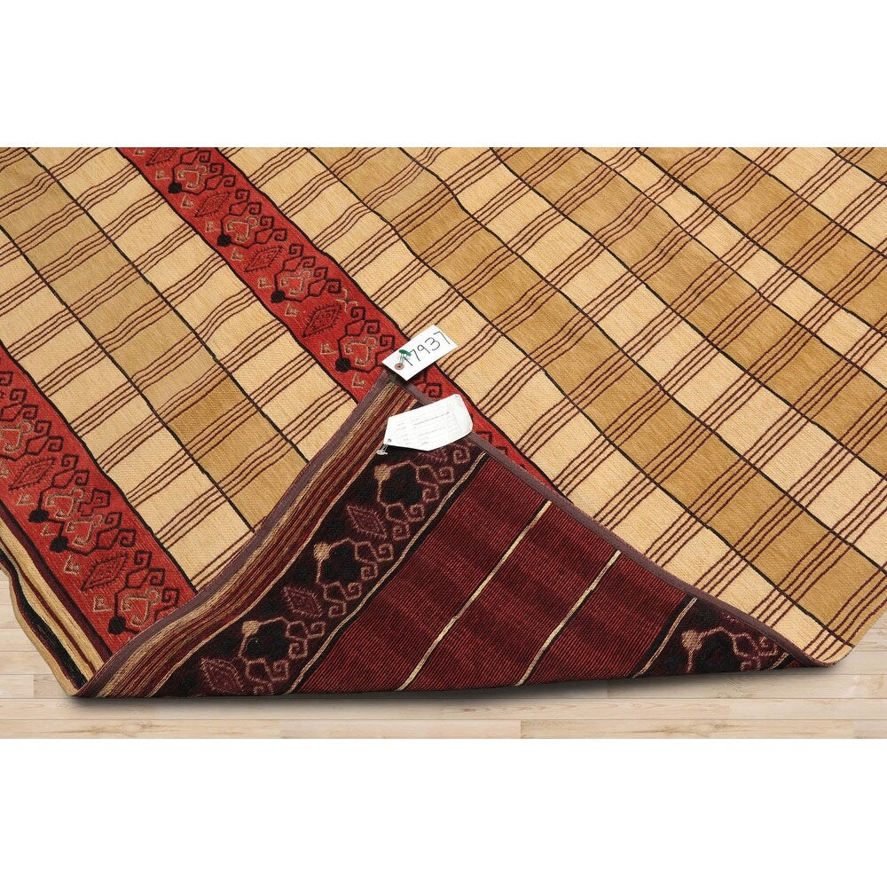 Hand Knotted Light Gold Flatweave Kilim Wool Traditional Area Rug - 5' 7'' x 7' 10''
