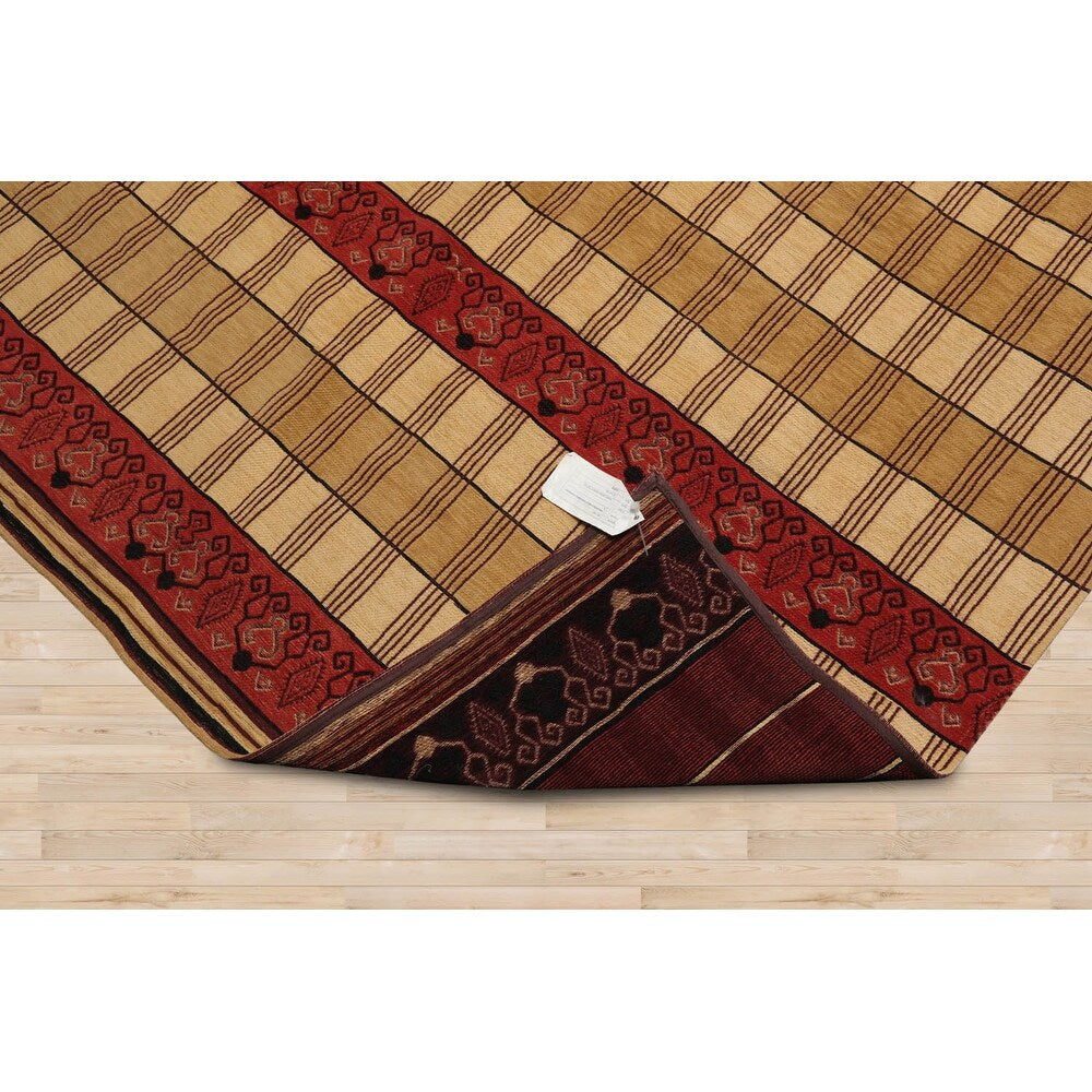 Hand Knotted Light Gold Flatweave Kilim Wool Traditional Area Rug - 5' 7'' x 7' 10''