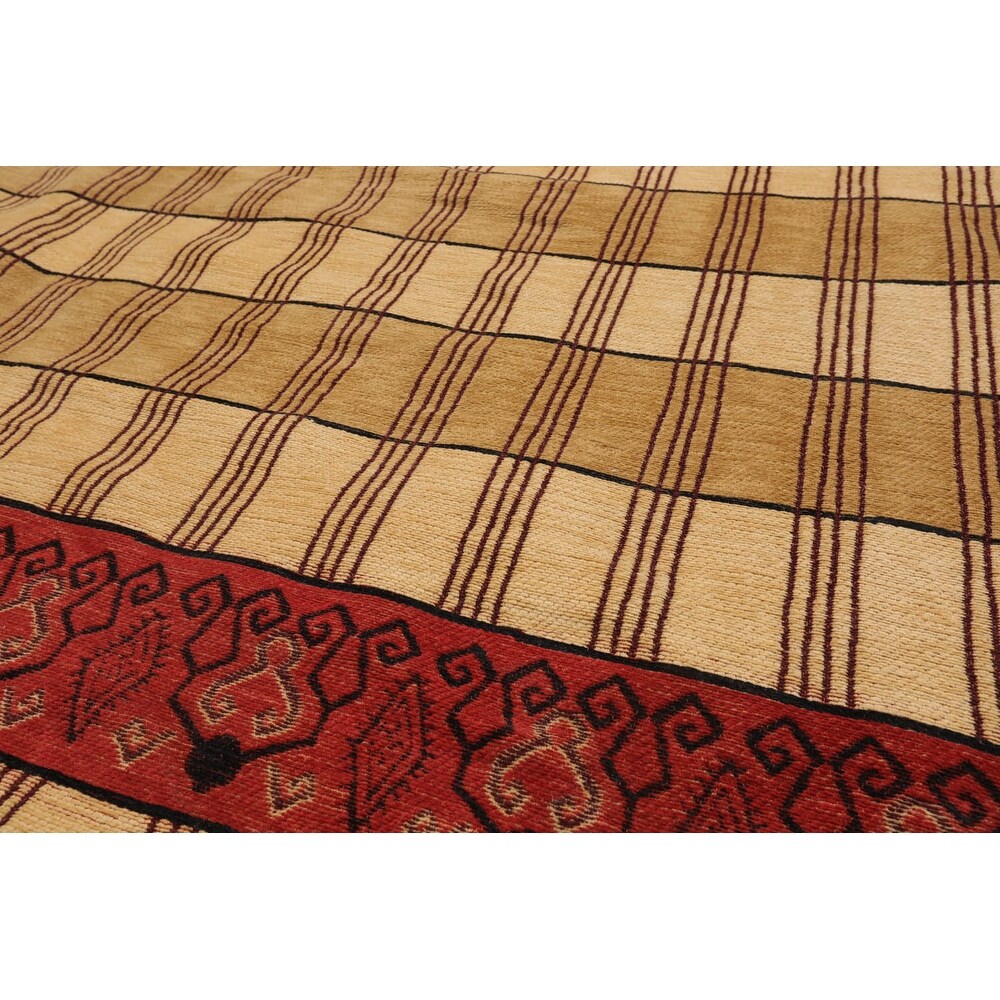 Hand Knotted Light Gold Flatweave Kilim Wool Traditional Area Rug - 5' 7'' x 7' 10''