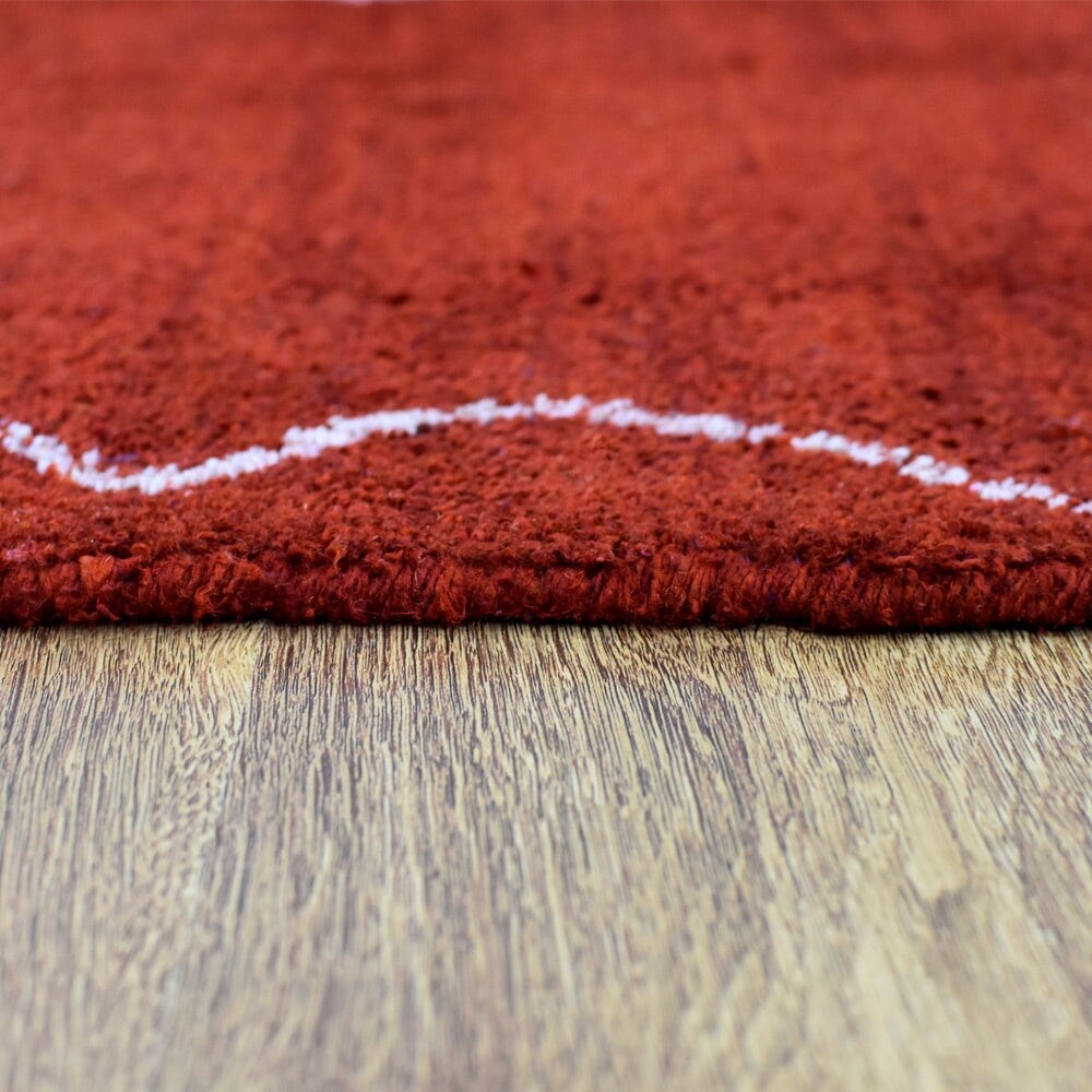 Hand Knotted Loom Silk Mix Area Rug Contemporary Light Red White LSM626 - 6'x9'
