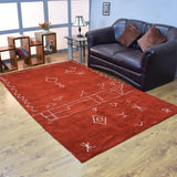 Hand Knotted Loom Silk Mix Area Rug Contemporary Light Red White LSM626 - 6'x9'