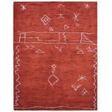 Hand Knotted Loom Silk Mix Area Rug Contemporary Light Red White LSM626 - 6'x9'