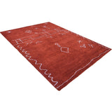 Hand Knotted Loom Silk Mix Area Rug Contemporary Light Red White LSM626 - 6'x9'