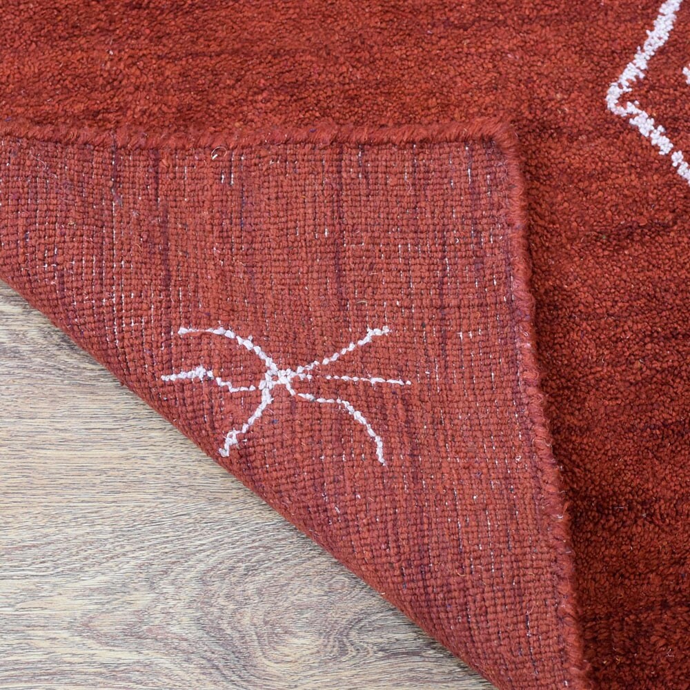 Hand Knotted Loom Silk Mix Area Rug Contemporary Light Red White LSM626 - 6'x9'