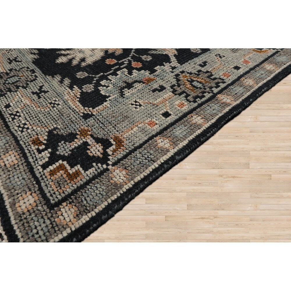 Hand Knotted Midnight Blue Turkish Oushak Wool Traditional Area Rug - 3' x 5'