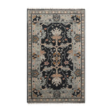 Hand Knotted Midnight Blue Turkish Oushak Wool Traditional Area Rug - 3' x 5'