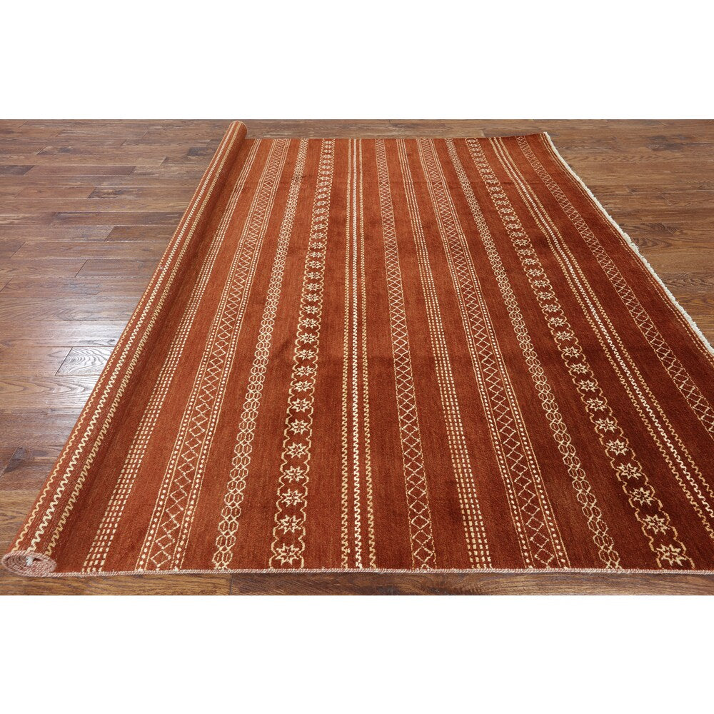 Hand-Knotted Oriental Gabbeh Brown Wool Rug (8' 2 X 8' 3)