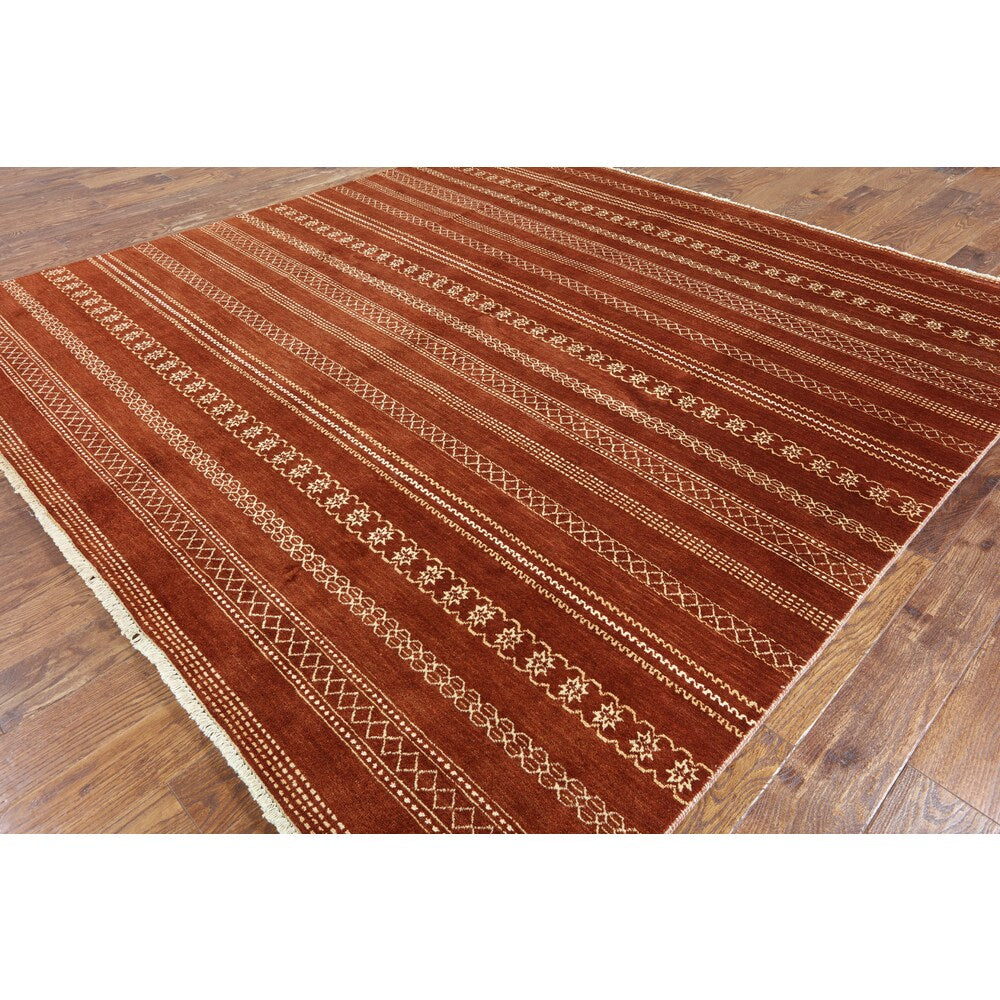 Hand-Knotted Oriental Gabbeh Brown Wool Rug (8' 2 X 8' 3)