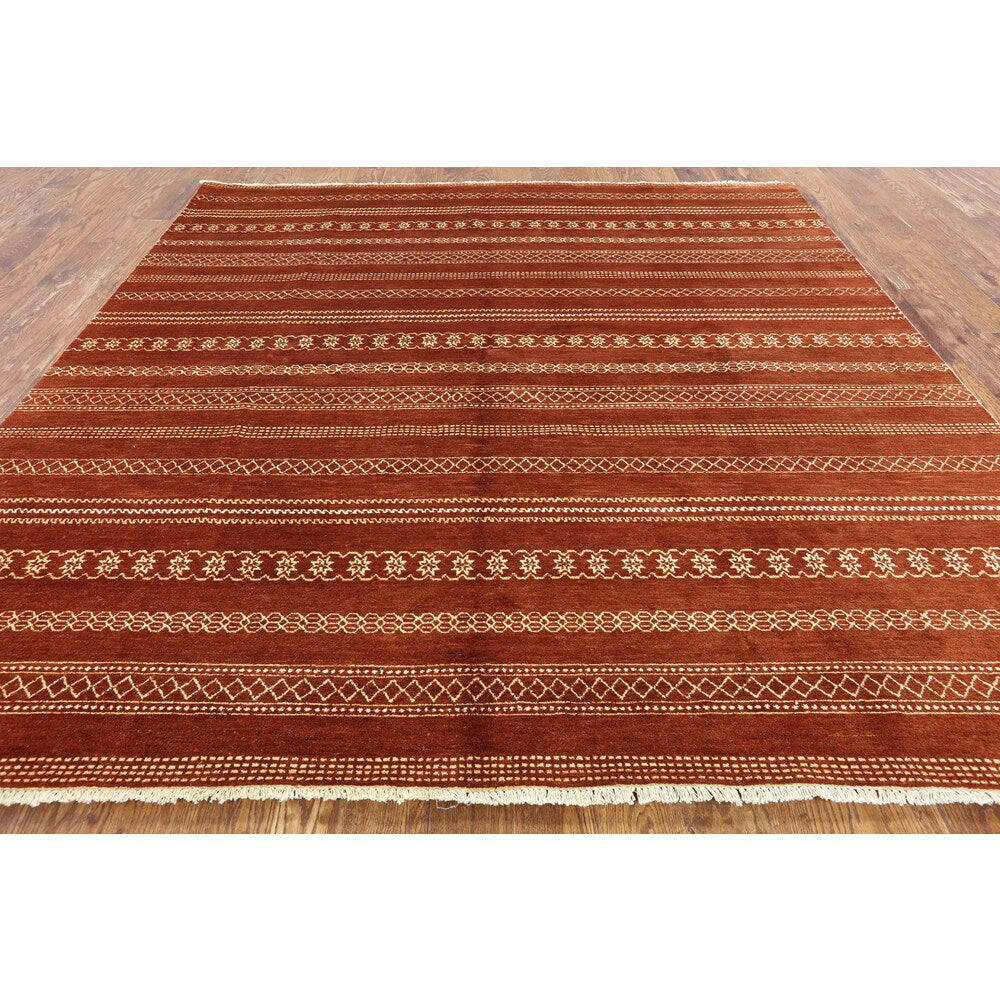 Hand-Knotted Oriental Gabbeh Brown Wool Rug (8' 2 X 8' 3)