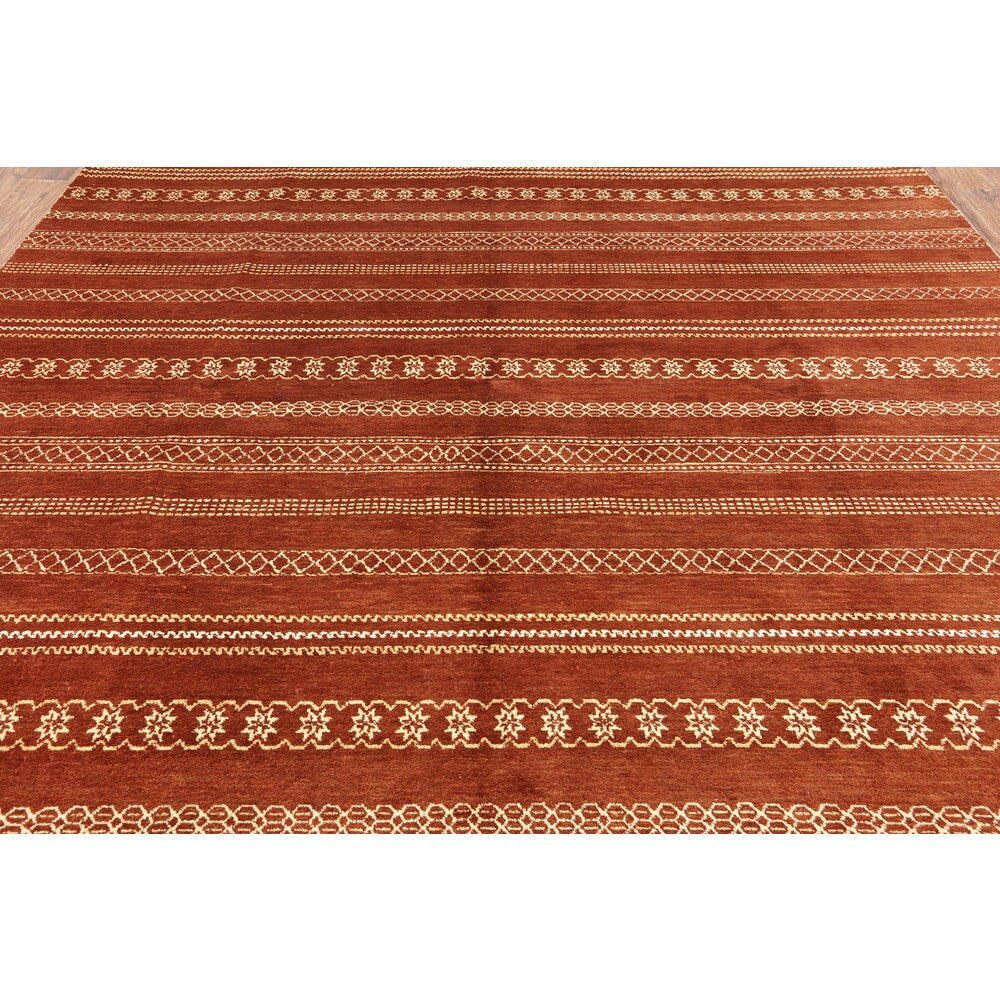 Hand-Knotted Oriental Gabbeh Brown Wool Rug (8' 2 X 8' 3)