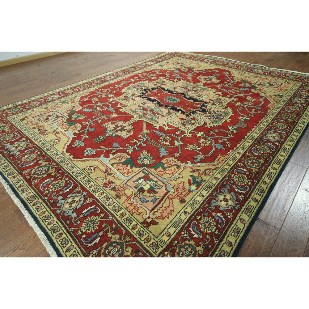 Oriental Heriz Red Wool Hand-knotted Rug (9' x 11' 10)