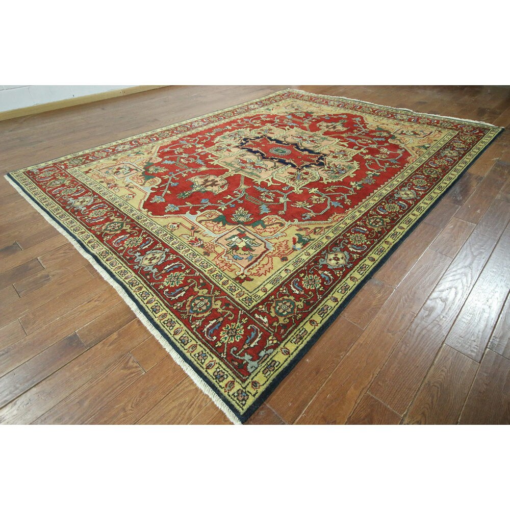Oriental Heriz Red Wool Hand-knotted Rug (9' x 11' 10)