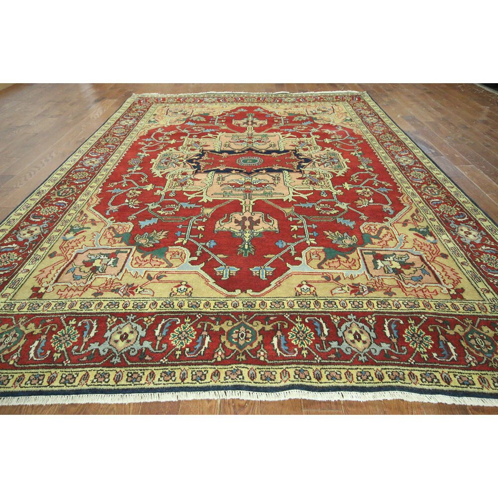 Oriental Heriz Red Wool Hand-knotted Rug (9' x 11' 10)