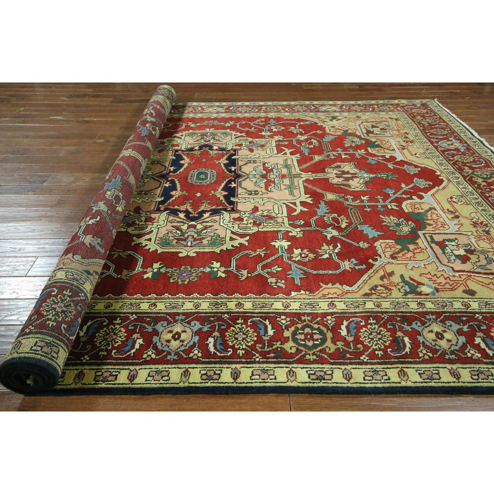 Oriental Heriz Red Wool Hand-knotted Rug (9' x 11' 10)