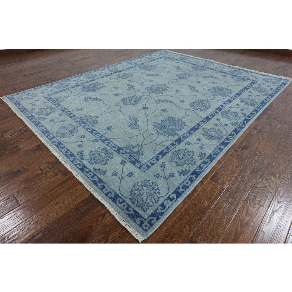 Hand-Knotted Oriental Oushak Grey wool Rug (9' 0 x 12' 0)