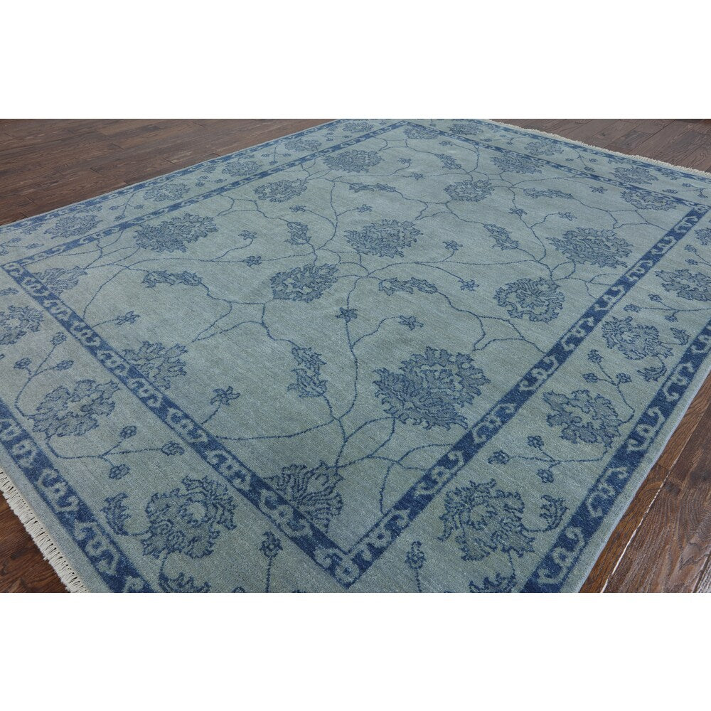 Hand-Knotted Oriental Oushak Grey wool Rug (9' 0 x 12' 0)