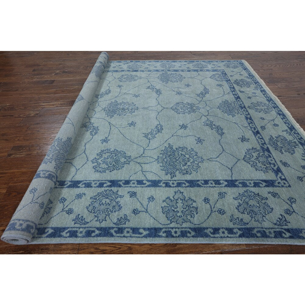 Hand-Knotted Oriental Oushak Grey wool Rug (9' 0 x 12' 0)