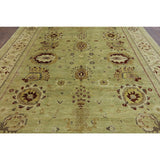 Oriental Peshawar Green Wool Hand-knotted Rug (8'1 x 9'10)