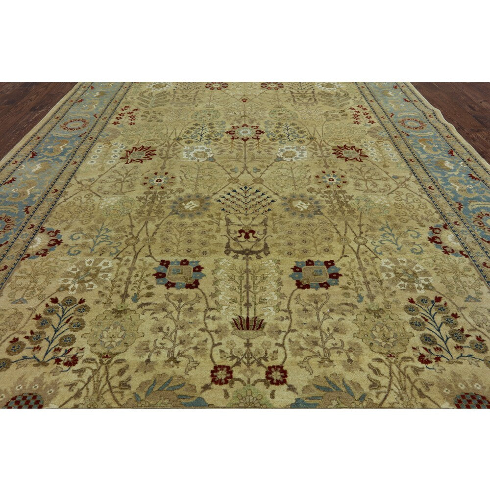 Hand-Knotted Oriental Peshawar Ivory Wool Rug (9' X 12')