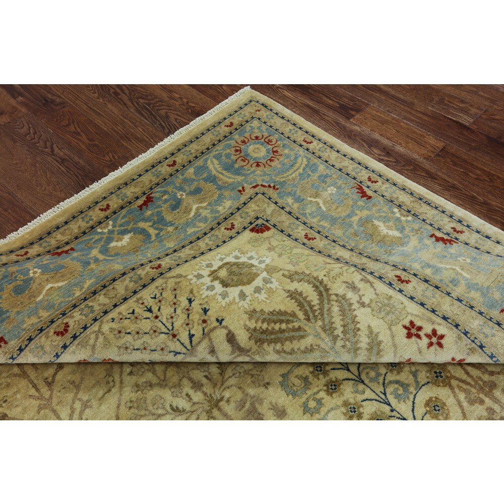 Hand-Knotted Oriental Peshawar Ivory Wool Rug (9' X 12')