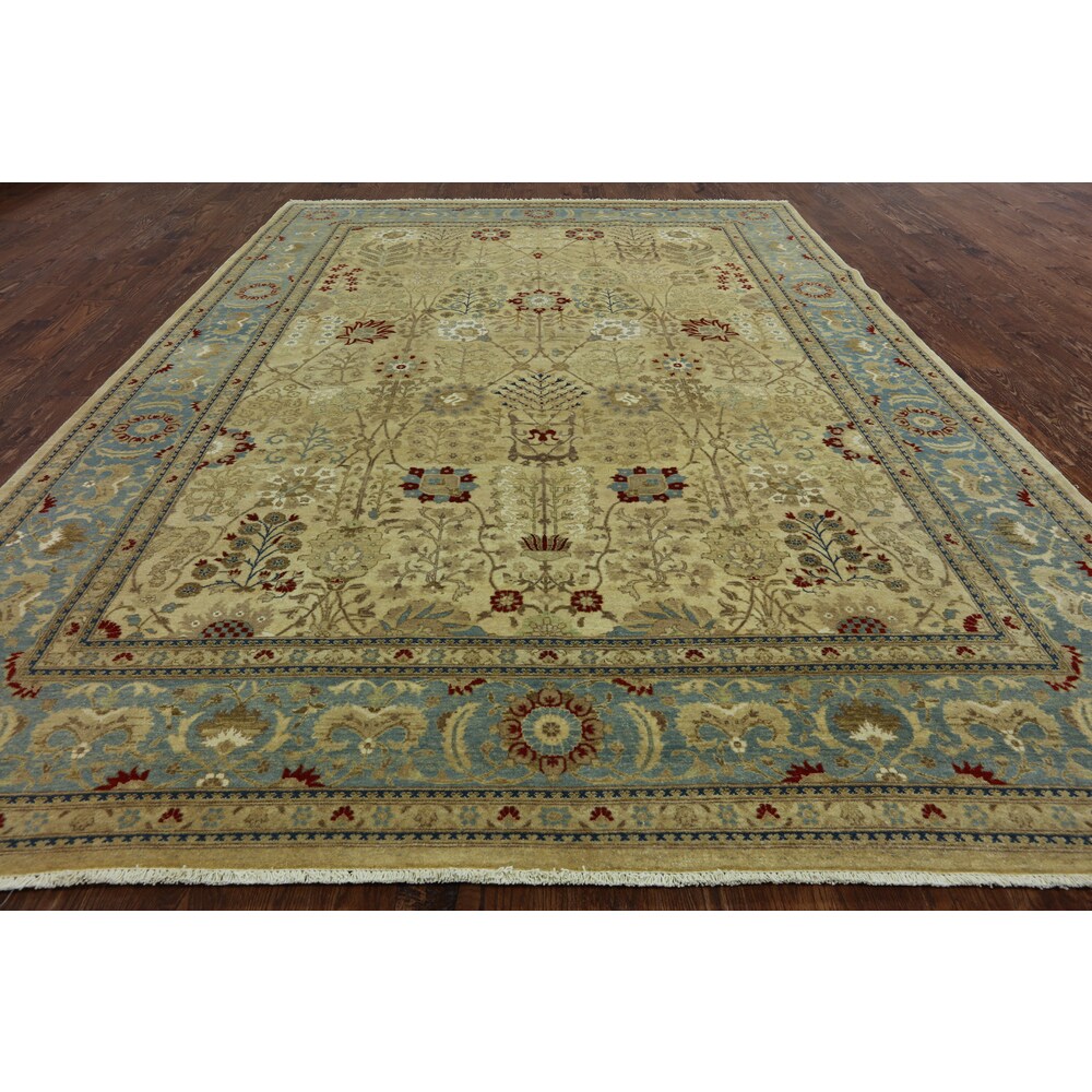Hand-Knotted Oriental Peshawar Ivory Wool Rug (9' X 12')