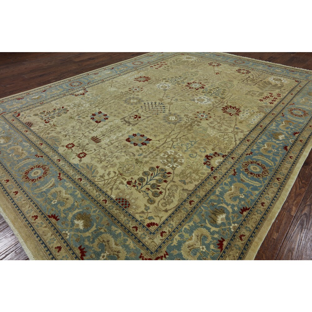 Hand-Knotted Oriental Peshawar Ivory Wool Rug (9' X 12')