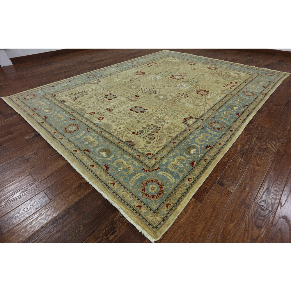 Hand-Knotted Oriental Peshawar Ivory Wool Rug (9' X 12')