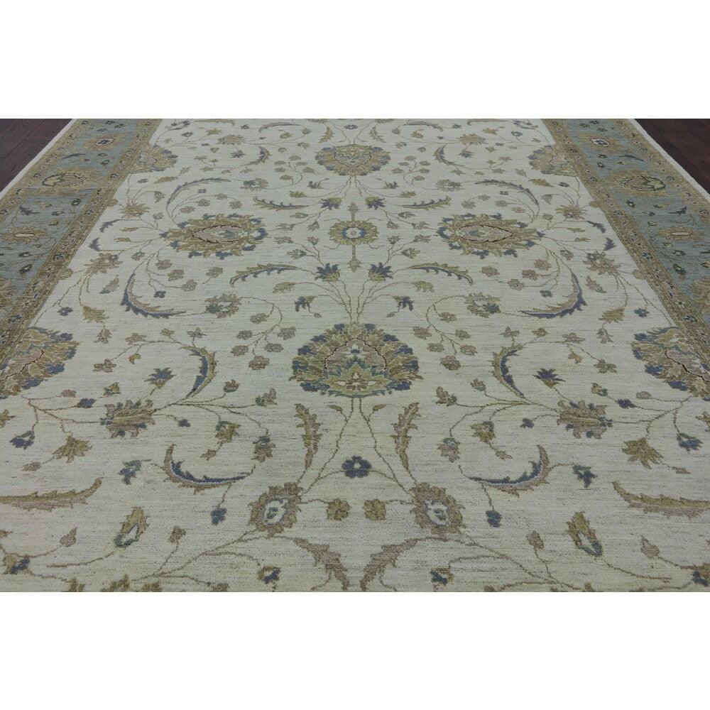 Hand-knotted Oriental Peshawar Ivory Wool Rug (9' 2 x 12' 2)
