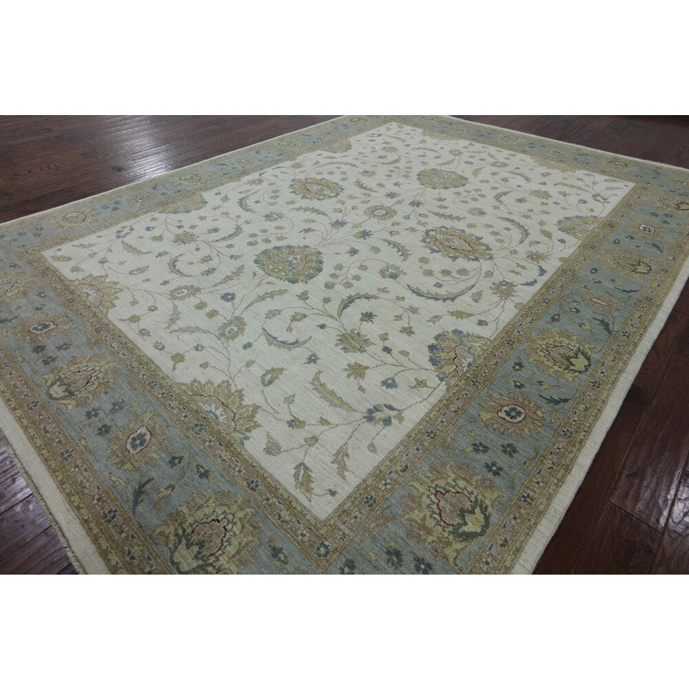 Hand-knotted Oriental Peshawar Ivory Wool Rug (9' 2 x 12' 2)