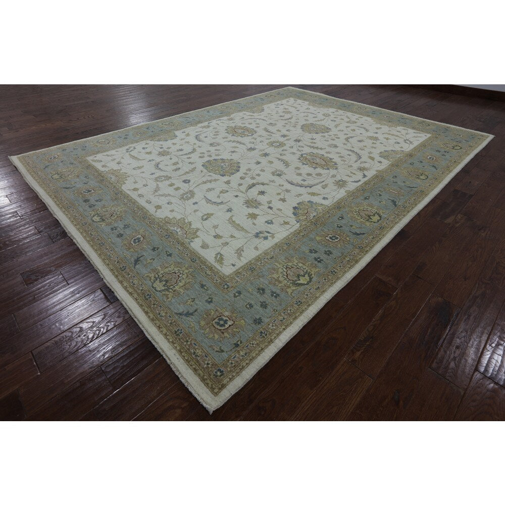 Hand-knotted Oriental Peshawar Ivory Wool Rug (9' 2 x 12' 2)