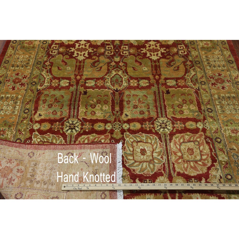 Oriental Peshawar Red/Green/Gold Hand-knotted Wool Rug (5' 1 X 8' 1)