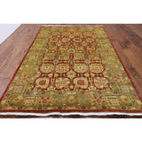Oriental Peshawar Red/Green/Gold Hand-knotted Wool Rug (5' 1 X 8' 1)