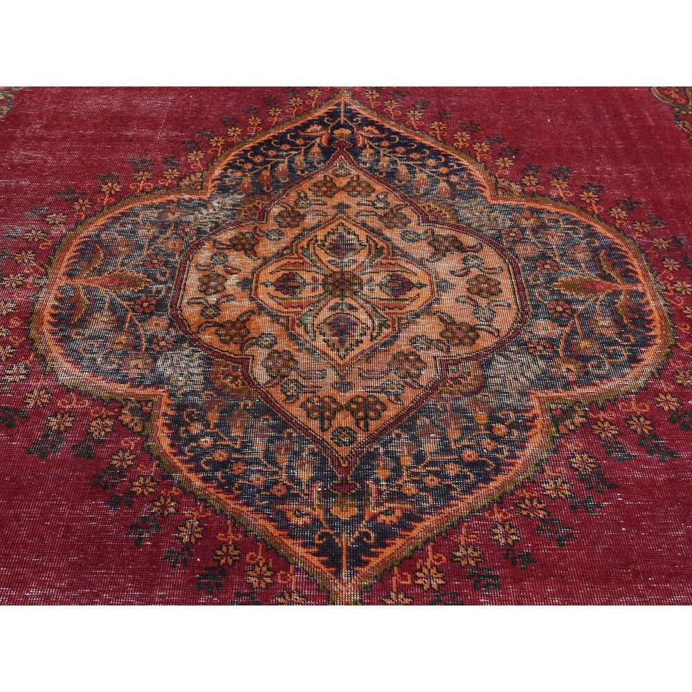 Hand-knotted Overdyed Persian Tabriz Wool Oriental Rug (9'3 x 12'4)