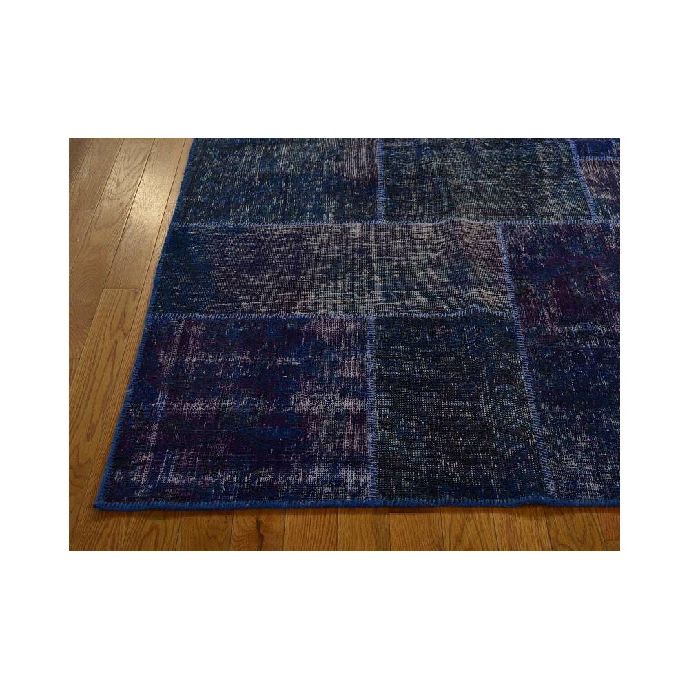 Hand-knotted Patchwork Overdyed Oriental Wool Area Rug (9' x 12'2)