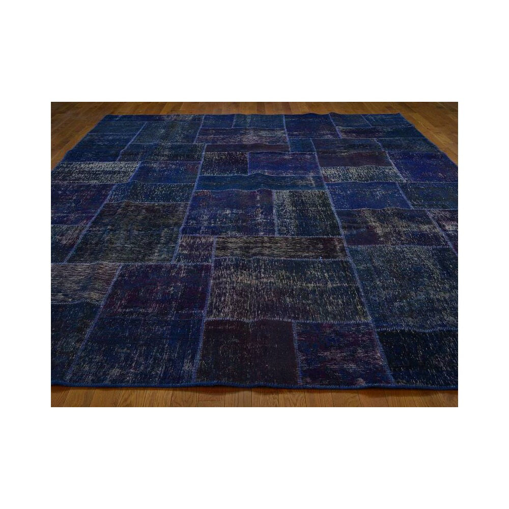 Hand-knotted Patchwork Overdyed Oriental Wool Area Rug (9' x 12'2)