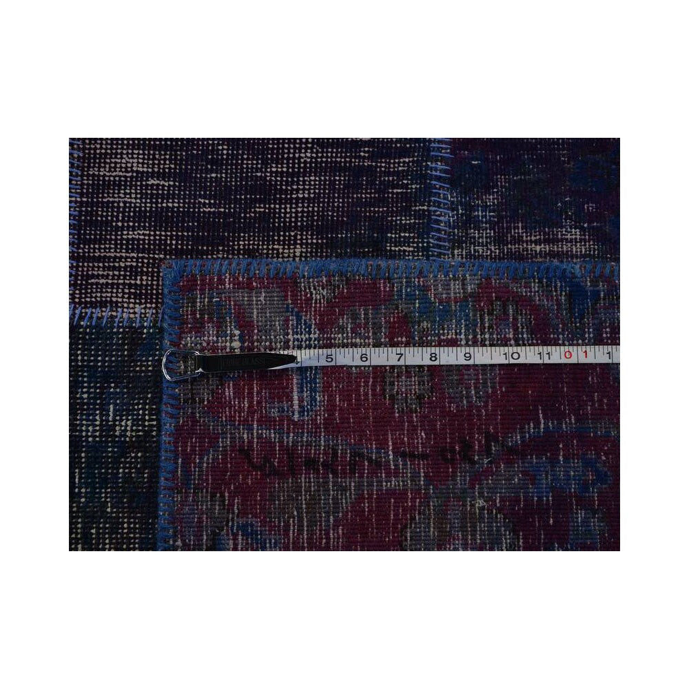 Hand-knotted Patchwork Overdyed Oriental Wool Area Rug (9' x 12'2)