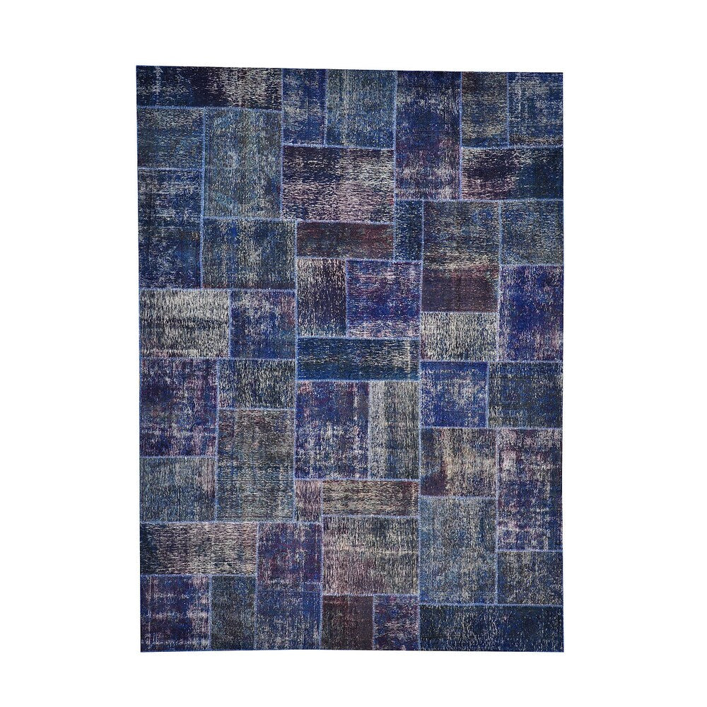 Hand-knotted Patchwork Overdyed Oriental Wool Area Rug (9' x 12'2)