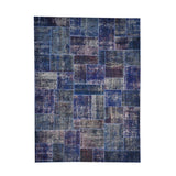 Hand-knotted Patchwork Overdyed Oriental Wool Area Rug (9' x 12'2)