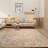 Hand Knotted Peach,Aqua Oushak Wool Transitional Oriental Area Rug - 9' x 11' 11''